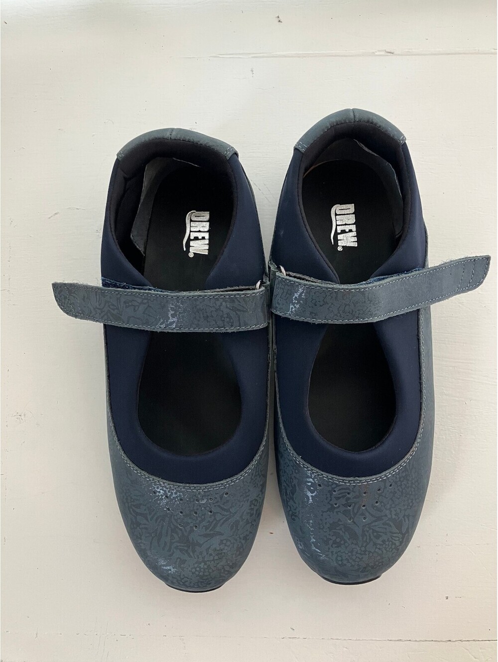 Drew Rose Mary Jane Shoes Womens 8.5 W Wide Navy Comfort Orthopedic Adjustable